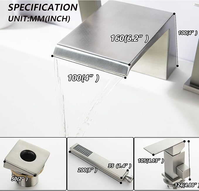 LIWEIKE Roman Tub Faucet with Sprayer Deck Mount Bathtub Faucet with Hand Shower - Image 8