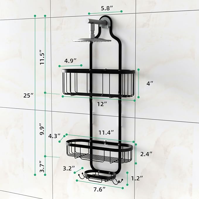 Kadolina Bathroom Hanging Shower Organizer, Over Head Shower Caddy Shower - Image 6