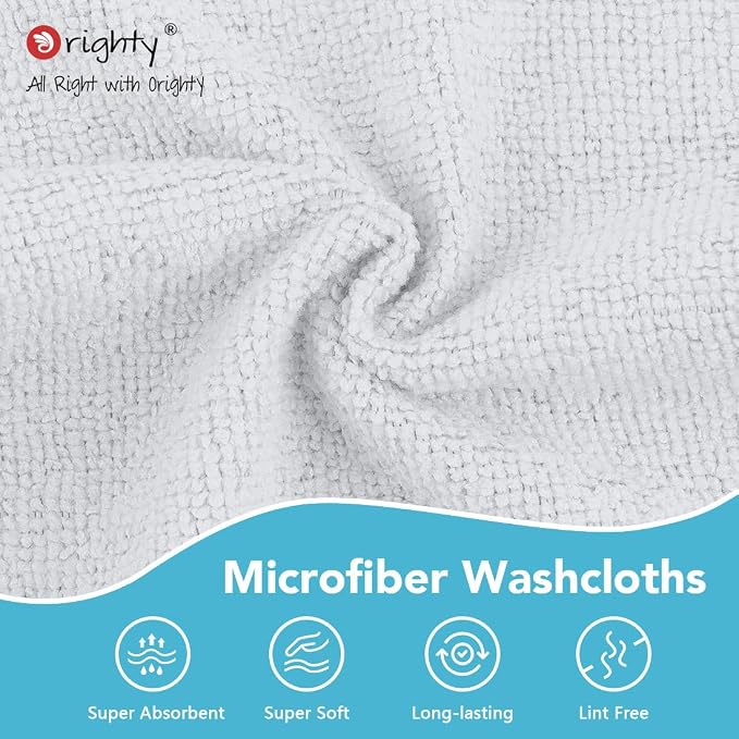 Orighty Washcloths Towels Set 20 Pack, Highly Absorbent and Soft Feel - Image 4