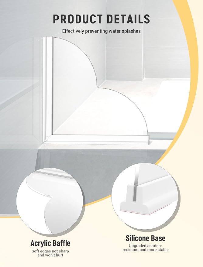2 Pack Large Shower Splash Guard Kit, Upgrade 9.25 x 9.25 Bathtub Shower Water - Image 3