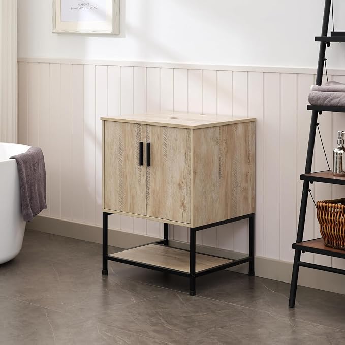 UEV 24" Bathroom Vanity, Oak Color Single Bathroom Vanity, Vintage Style - Image 5