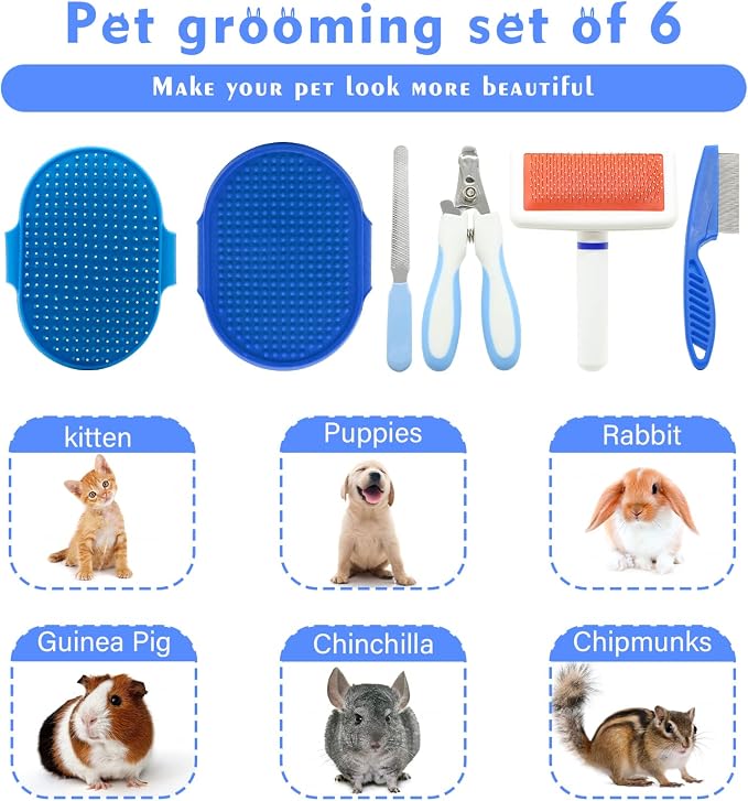 Pet Grooming Kit with Slicker Brush Bath Massage Glove Brush Pet Shedding Comb - Image 3
