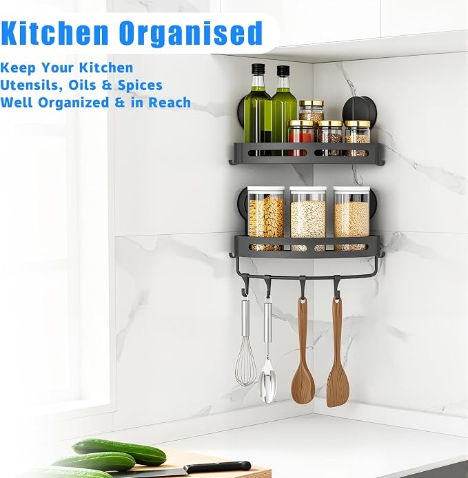 Corner Shower Caddy Suction Cup Shower Shelf Corner No Drilling Bathroom Shower - Image 8