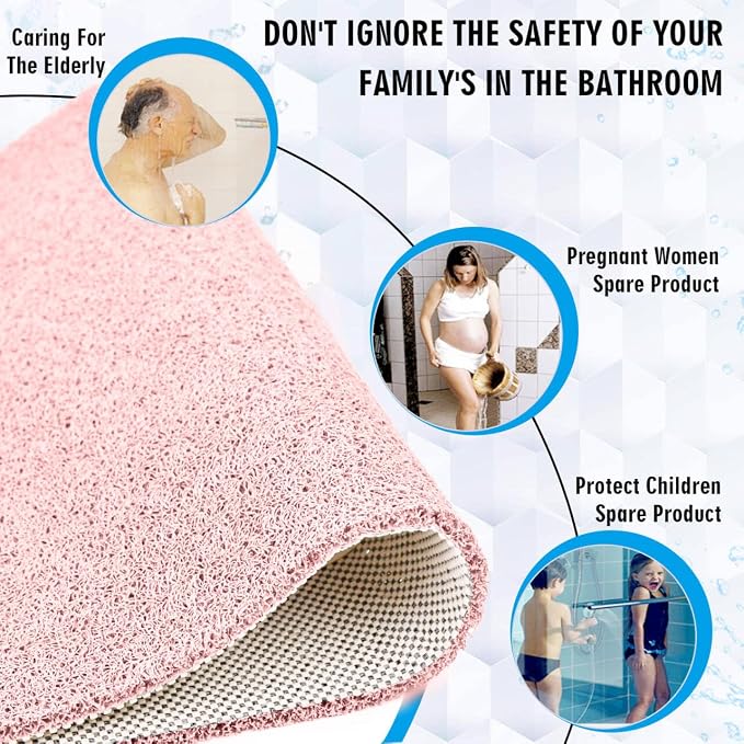 godehone Shower Mats Non Slip Without Suction Cups, PVC Loofah Bathroom Mats - Image 3