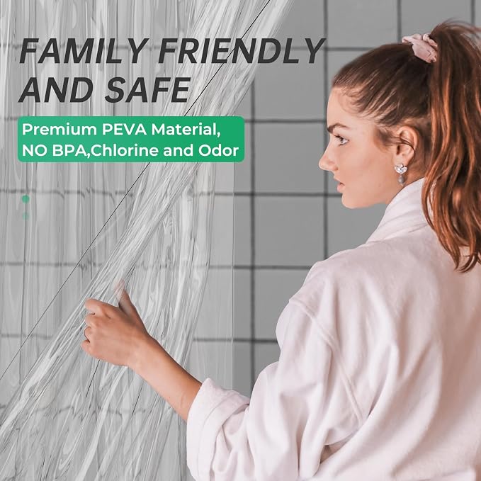 AmazerBath 54x72 Shower Curtain Stall, Plastic Small Shower Curtain Clear - Image 3
