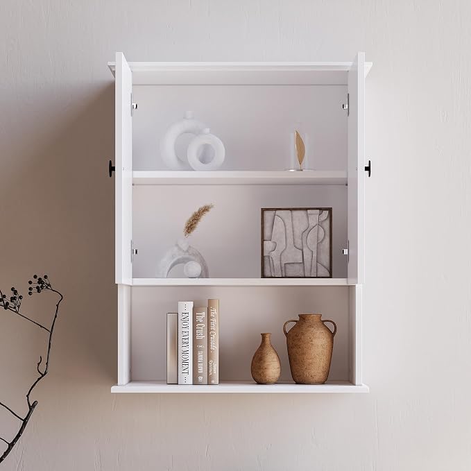 White Medicine Cabinet, 24x30 Inch Bathroom Cabinet Storage - Image 9