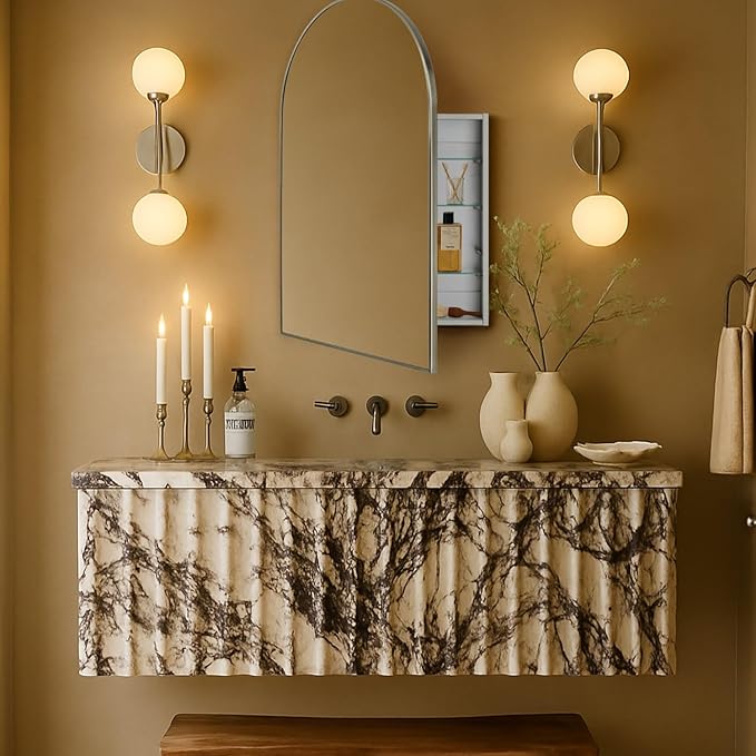 TEHOME 24 x 36'' Polished Nickel Arch Bathroom Medicine Cabinet by TEHOME