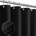 Gibelle Black Shower Curtain, Waffle Weave Textured Fabric Shower Curtain by Gibelle