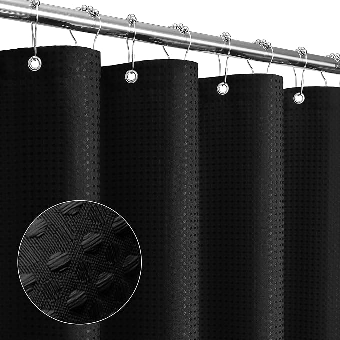 Gibelle Extra Long Shower Curtain 72 x 84, Tall Waffle Weave Textured Fabric by Gibelle