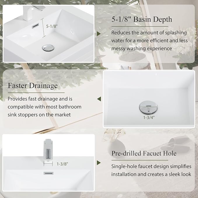 Modern 30" Wall-Mounted Bathroom Vanity - Image 5