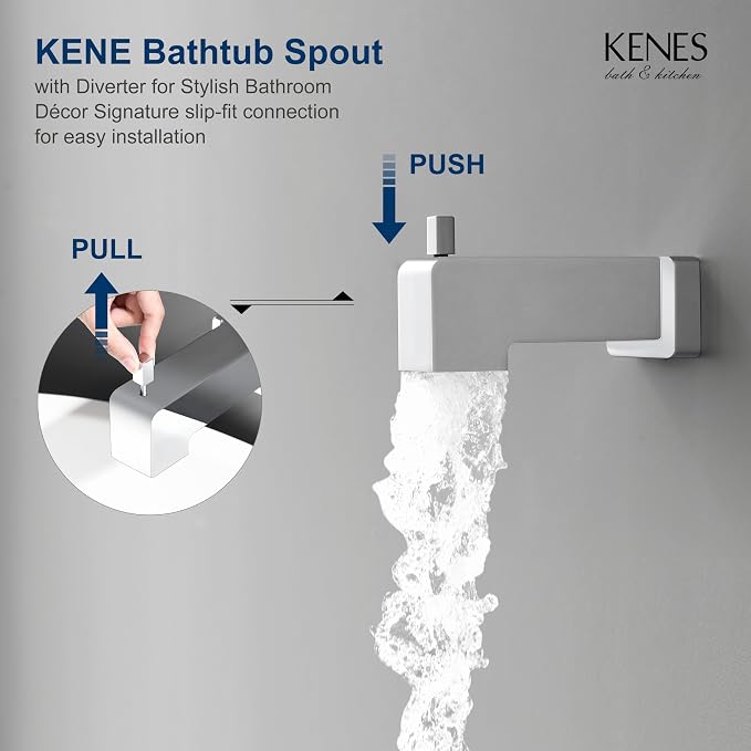 KENES Chrome Tub and Shower Trim Kit, Square Tub Shower Faucet Set Complete - Image 8