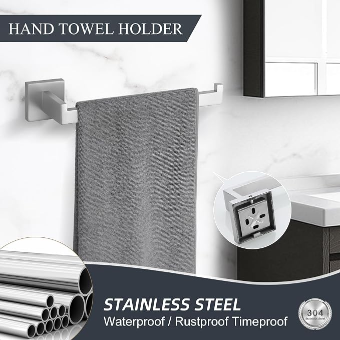TURS Bathroom Hardware Set Brushed Towel Bar Set Stainless Steel Bathroom - Image 4