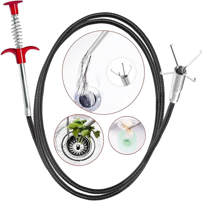 Drain Snake, 33 inch Flexible Claw Grabber Tool, Drain Clog Remover by SHUOGUO