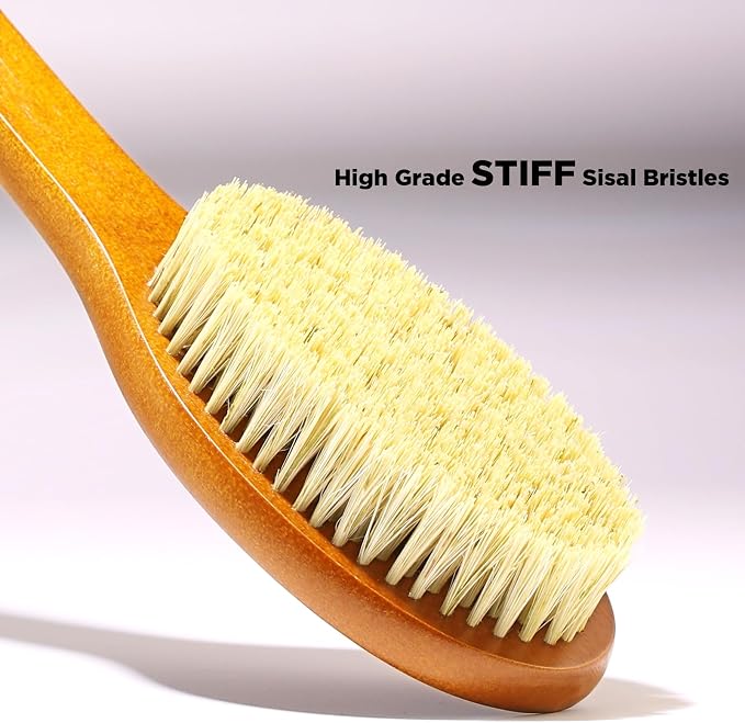 ICANdOIT-17.71Inch Natural Stiff Sisal Bristles Anti-Slip Curved Long Handle - Image 3