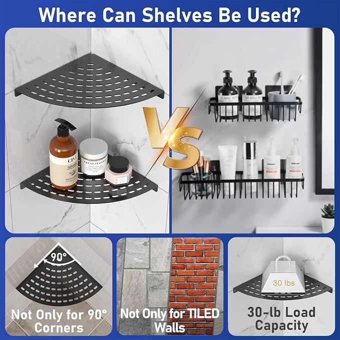 2 Pack Corner Shower Shelves 304 Stainless Steel Shower Corner Shelf Matte - Image 7