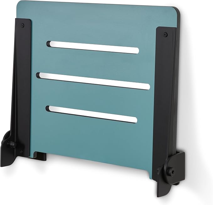 18 inch Silhouette Slimline Folding Wall Mount Shower Bench Seat, Teal Seat - Image 9