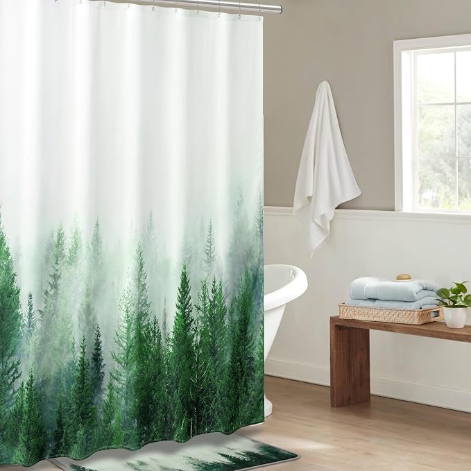 ORTIGIA Green Misty Forest Heavy Duty Shower Curtain - Image 8