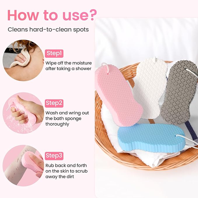 4 PCS Magic Exfoliating Bath Sponge, 3D Super Soft Exfoliating Body Scrubber - Image 4