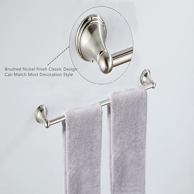 Newfun 8-Pieces Brushed Nickel Bathroom Accessories Set Towel Racks - Image 6