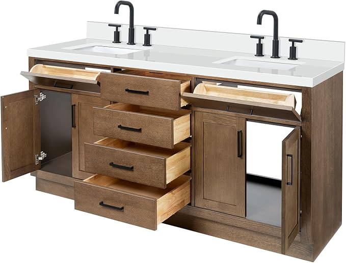 ARIEL Hepburn 73 Inch Double Rectangle Sink Bathroom Vanity - Image 6