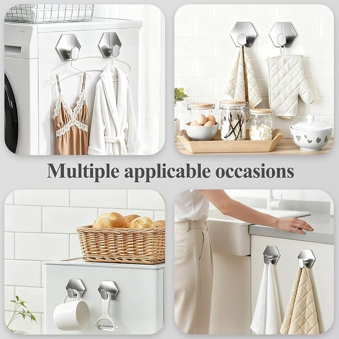 Adhesive Towel Hooks Heavy Duty Wall hooks Waterproof Stainless Steel Shower - Image 4