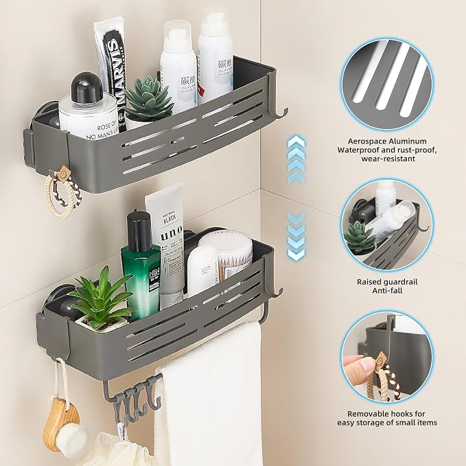 Shower Caddy Suction Cup, Space-Saving Shower Organizer Removable Storage Rack - Image 3