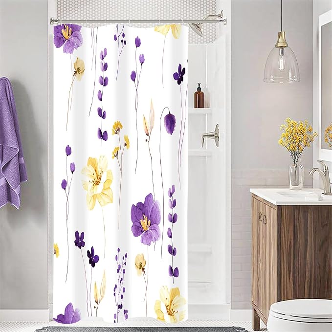 Gibelle Small Stall Shower Curtain 36 x 72, Narrow Half Watercolor Floral by Gibelle