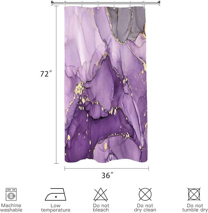 Small Stall Marble Shower Curtain 36 x 72 Inch, Half Narrow Abstract Modern - Image 6