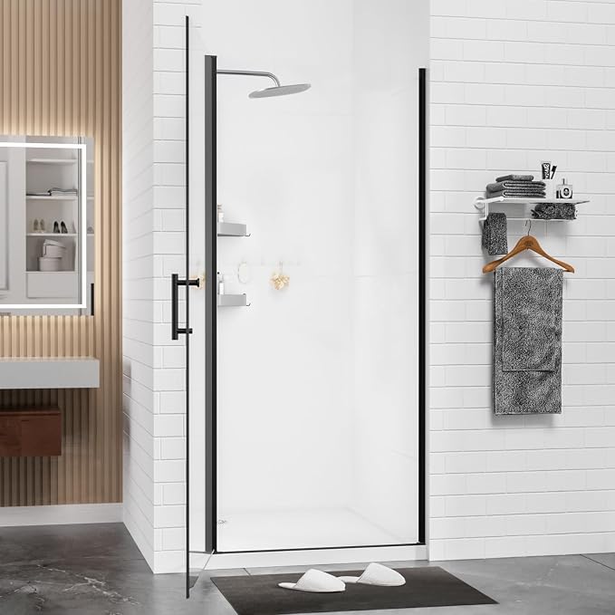 Kosmonia 36"-37"Wx72"H Frameless Pivot Shower Door, 1/4" Tempered Glass&Shatter - Image 9