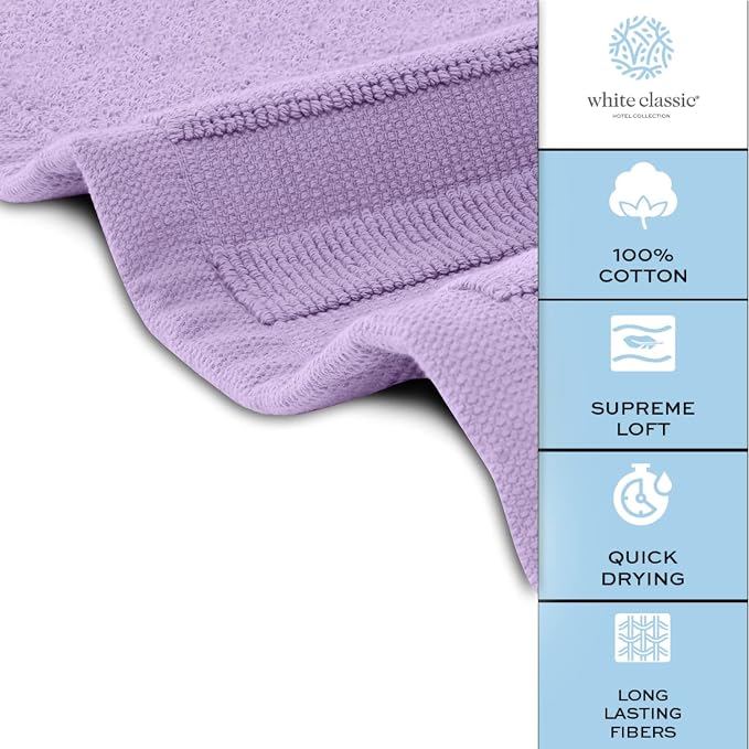 White Classic Luxury Bath Mat Floor Towel Set - Image 6