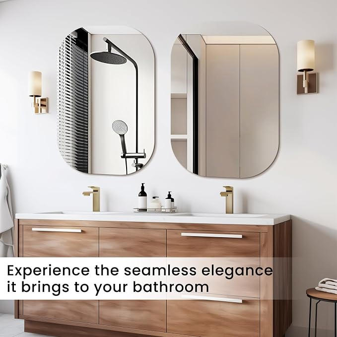 VASUHOME Frameless Bathroom Mirror, 20 x 32 Inch Wall Vanity Mirror, Large Wall - Image 6