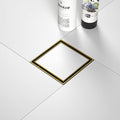 Square Shower Drain 4", Brushed Gold Floor Drain by Bernkot