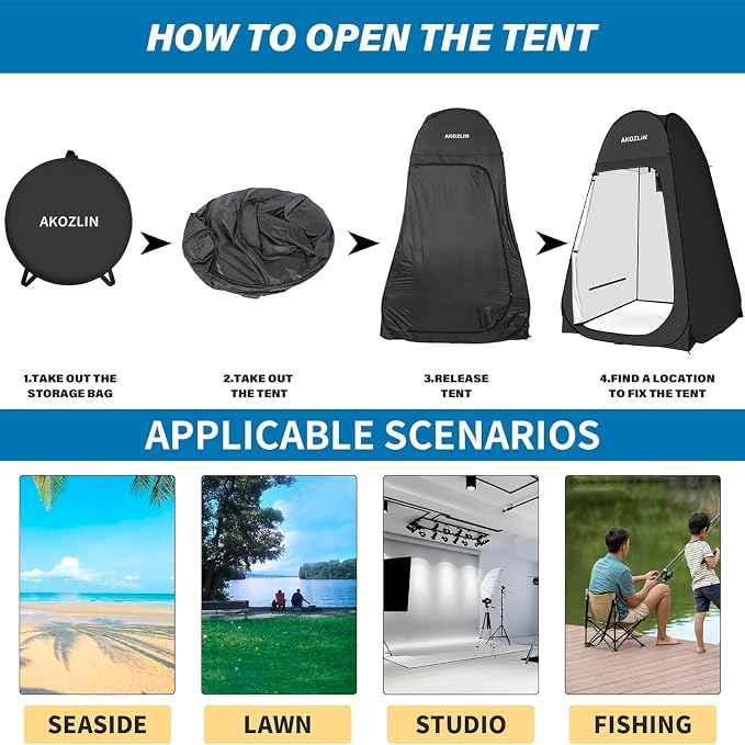 AKOZLIN Portable Pop Up Shower Tent Instant Privacy Dressing Changing Tent - Image 5