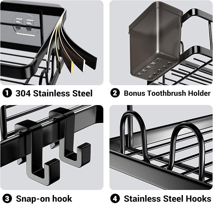 Corner Shower Caddy, 2 Pack Adhesive Shower Corner Organizer Shelves, No - Image 4