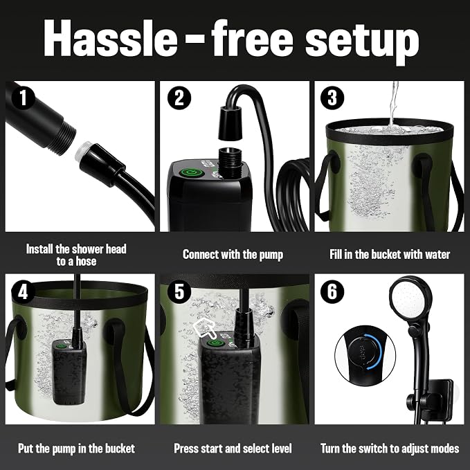 Portable Camping Shower, 6000mAh Rechargeable Shower Pump, Large Capacity - Image 7