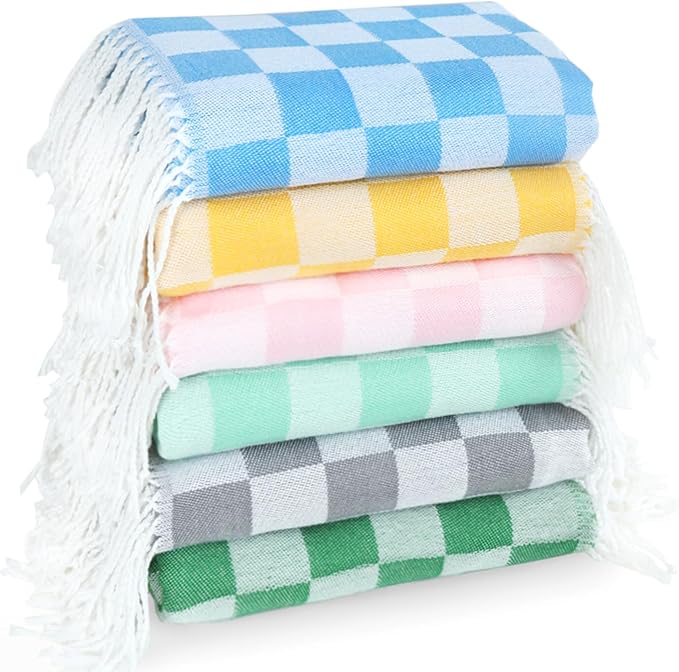 6 Pack Cotton Turkish Beach Towel Lightweight Thin Travel Vacation Essentials by Unknown