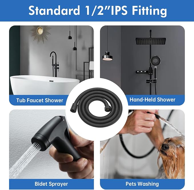 RUMOSE 69 inches Shower Hose Shower Head Extension Hose Extra Long Stainless - Image 7
