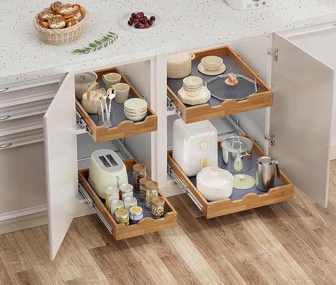 OCG Pull Out Drawers For Cabinets, Slide out Wood Drawer Shelf, Pull Out - Image 2