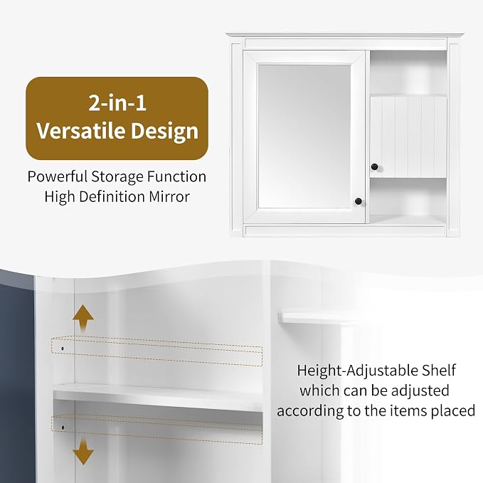 32'' White Bathroom Wall Cabinet - Image 6