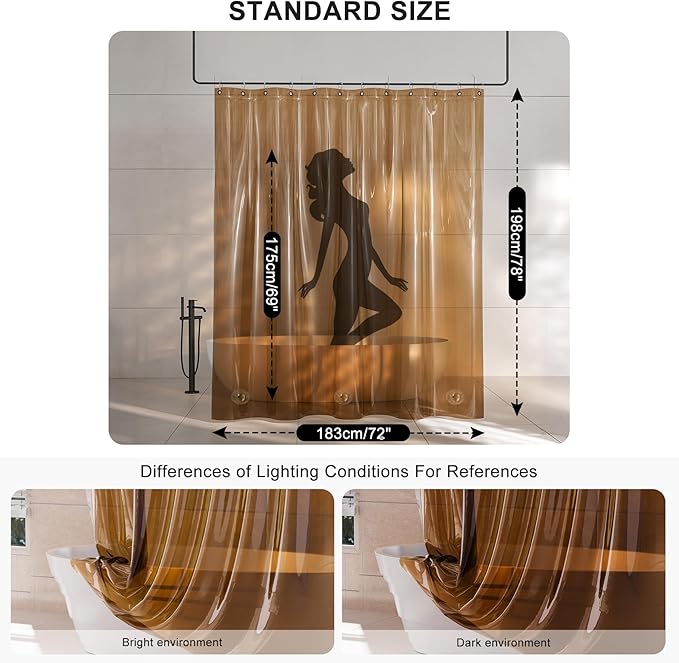 AmazerBath Long Shower Curtain Liner, 100% EVA Soft Clear Amber Heavy Duty 78 - Image 2