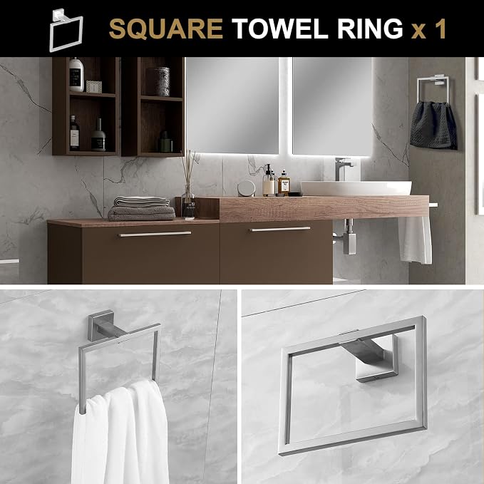 Lava Odoro 5-Piece Bathroom Hardware Accessories Set Brushed Nickel, Bathroom - Image 5