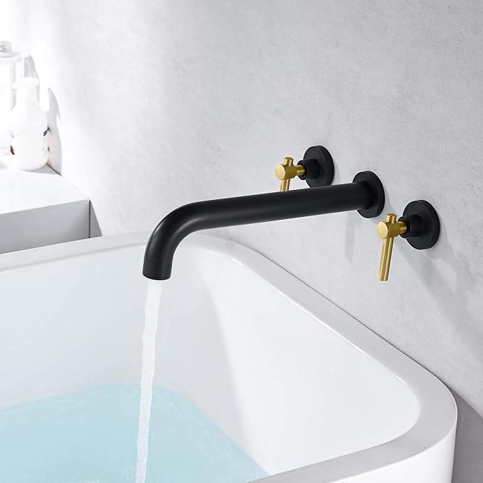 SUMERAIN Wall Mount Bathtub Faucet Set Long Spout Tub Filler High Flow Rate - Image 4