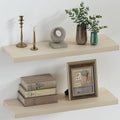 SAUMONIERES Floating Shelves 8 Inch Deep Solid Wood Wide Wall Shelf Set of 2 by Saumonieres