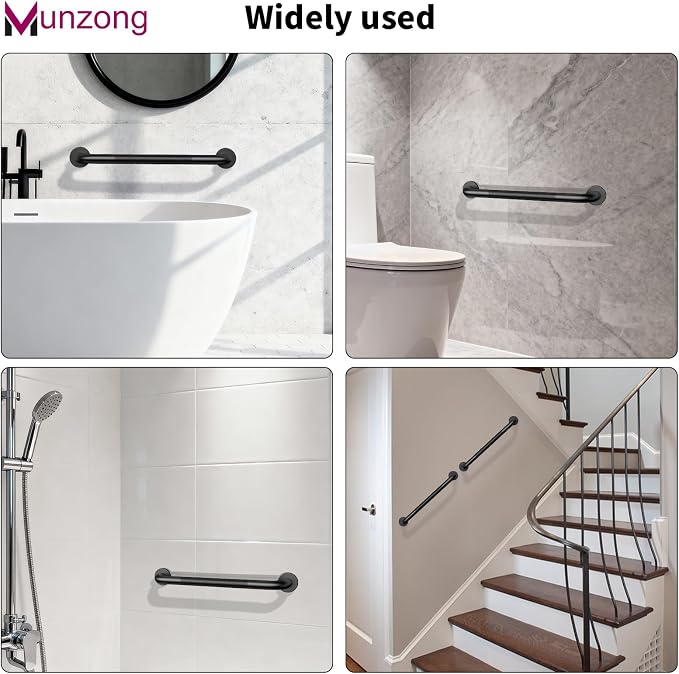 16 Inch Anti Slip Grab Bar for Shower, 2 Pack Munzong Oil Rubbed Black Bathroom - Image 9
