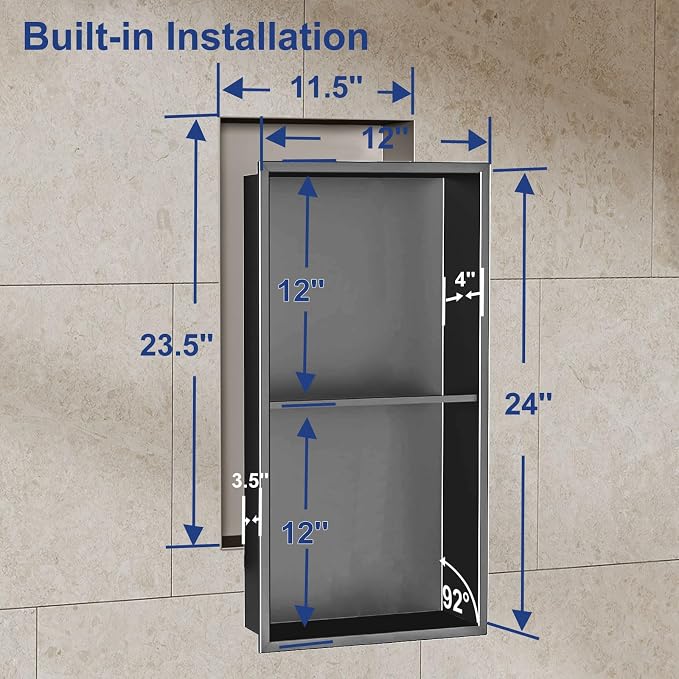 Shower Niche, Stainless Steel Elegant Bathroom Niche, No Tile Needed Recessed - Image 3
