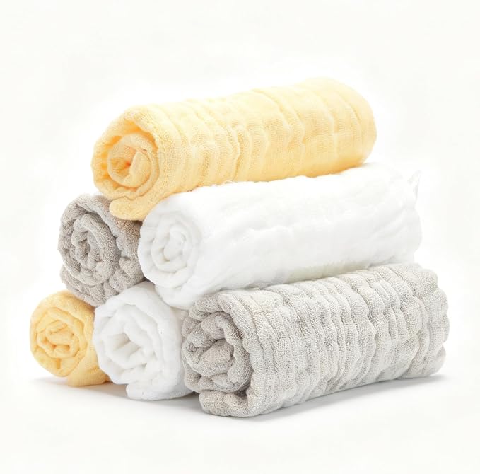 Organic Muslin Baby Washcloths 6 Pack Baby Bath Face Towel 12x12 Inch Extra by Unknown