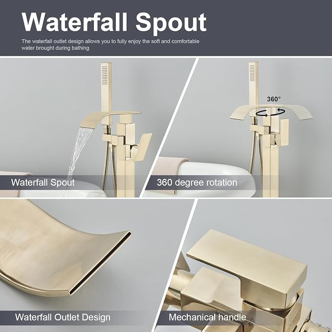 Senlesen Freestanding Bathtub Faucets Floor Mounted Tub Filler Faucet - Image 4
