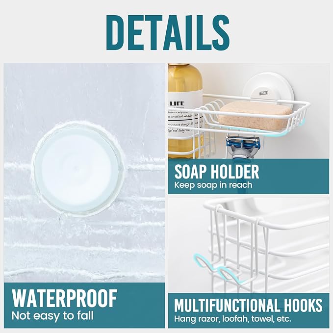 TAILI Shower Caddy Suction Cup 2 Pack - Image 4