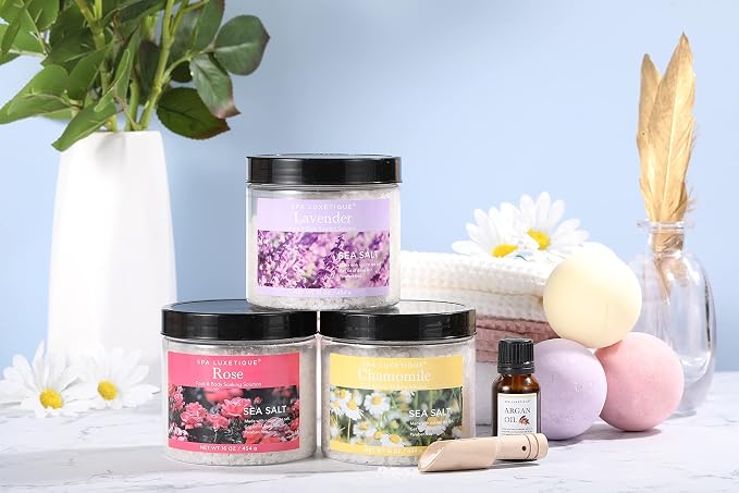 spa luxetique Bath Salts, Bath Bombs, Wooden Scoop, Epsom Salt - Image 2