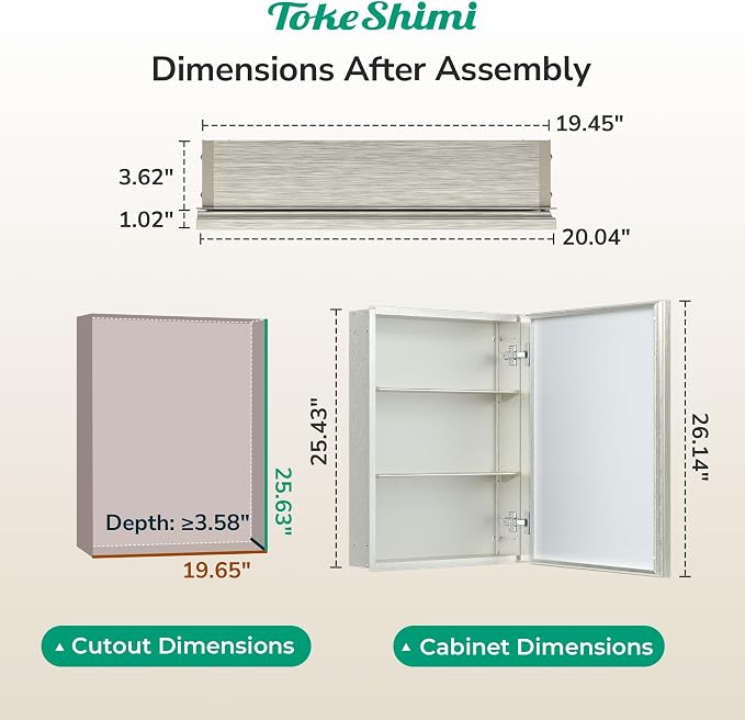 TokeShimi 20 x 26 Recessed Medicine Cabinet - Image 2